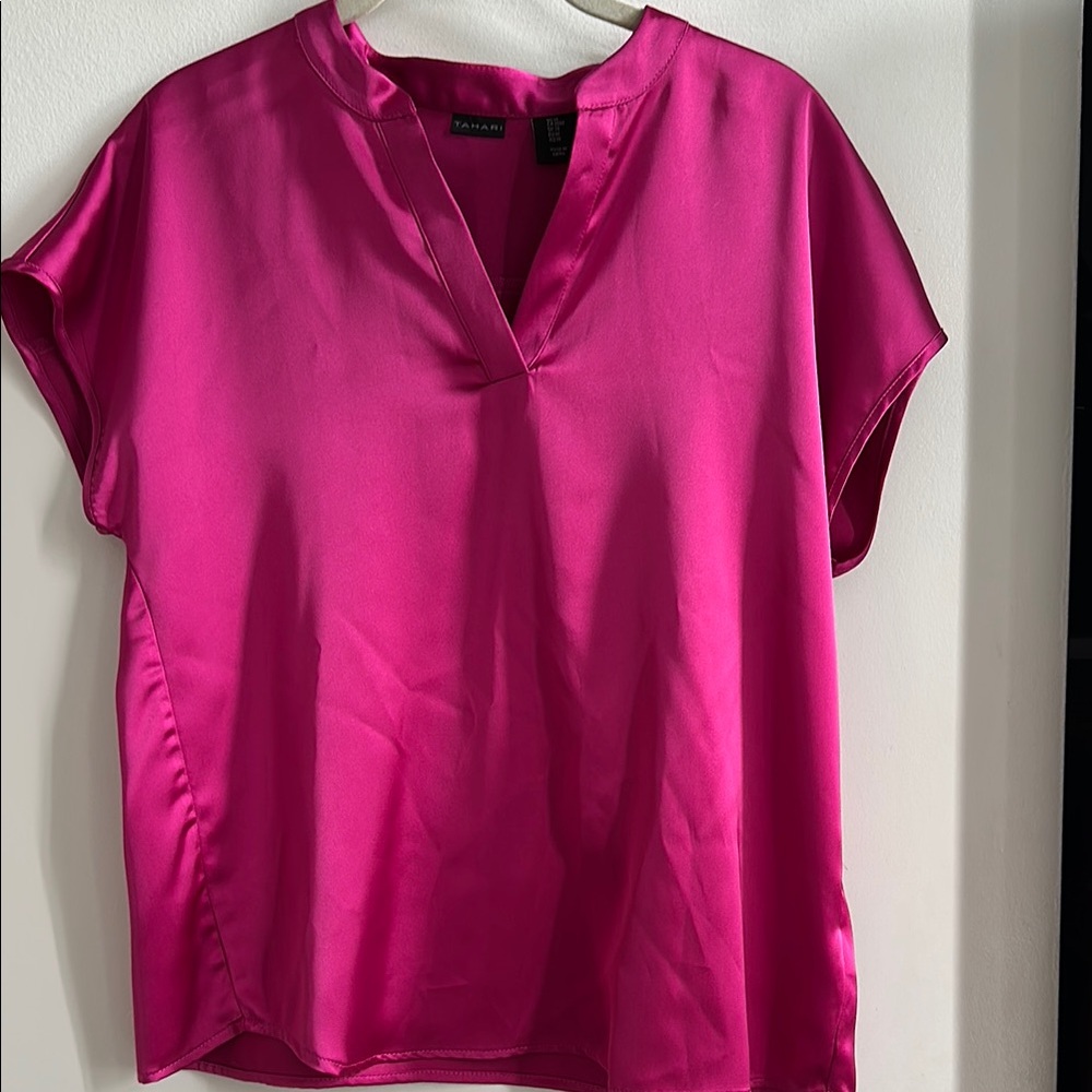 Tahari Women's Pink Satin Top